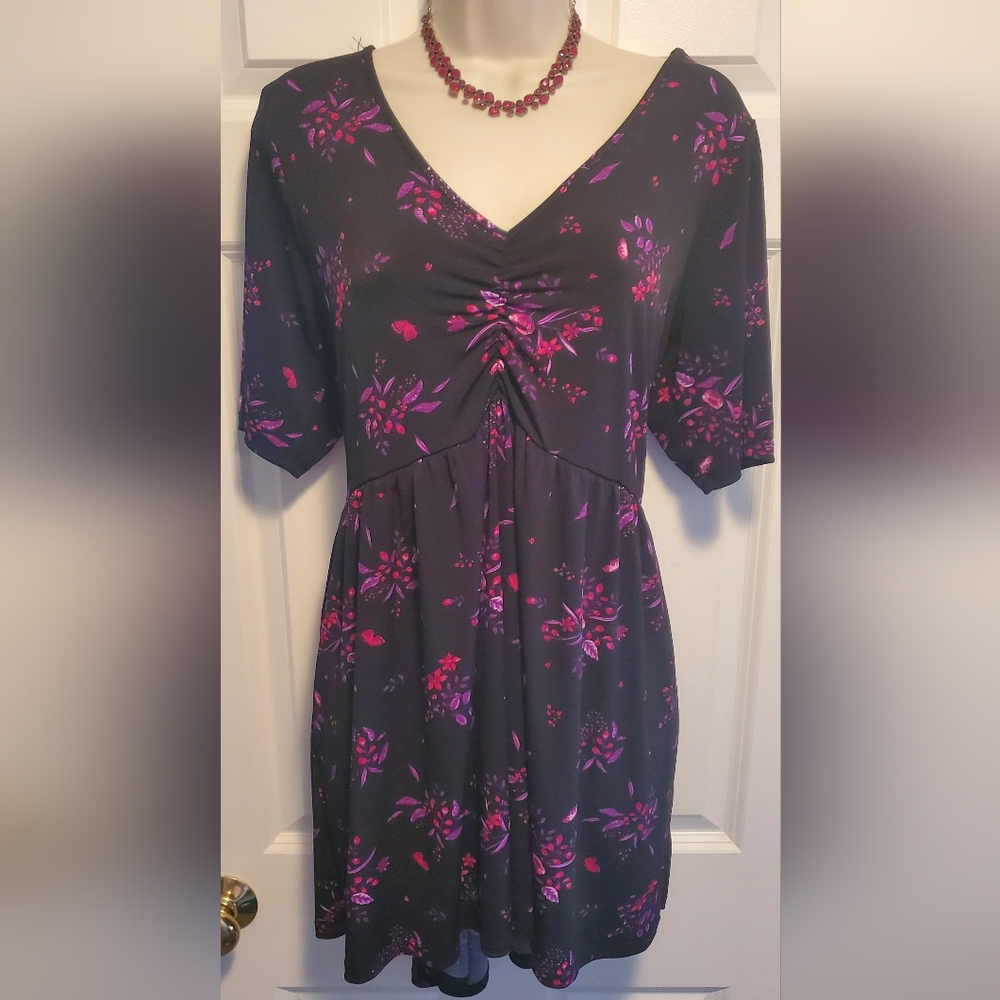 Torrid Black, Pink and Purple Floral Top